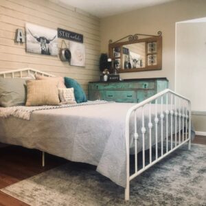 Cozy Dwelling cozy bedroom with white iron bed