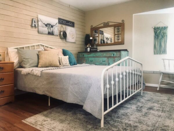 Cozy Dwelling cozy bedroom with white iron bed
